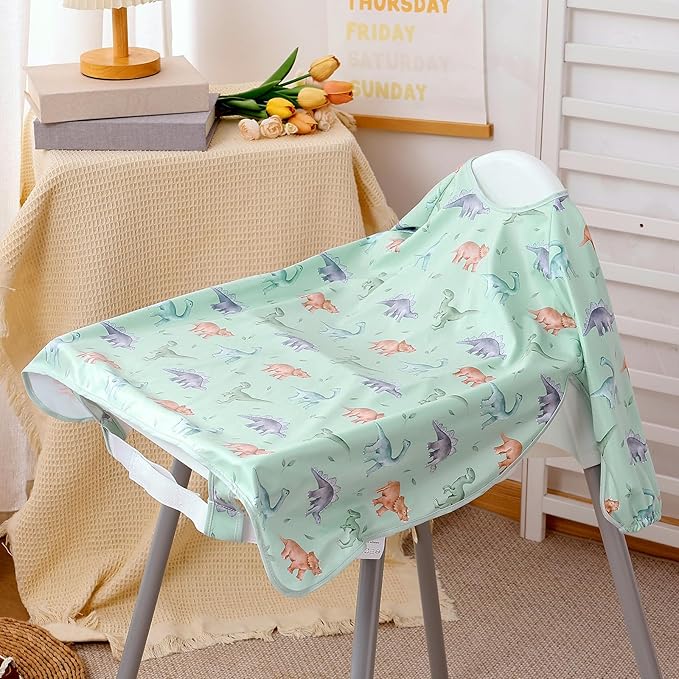 Happy Flute Long Sleeve Baby Bib-Mess Proof Baby Feeding Bibs with Adjustable Design for Babies during Eating or Highchair