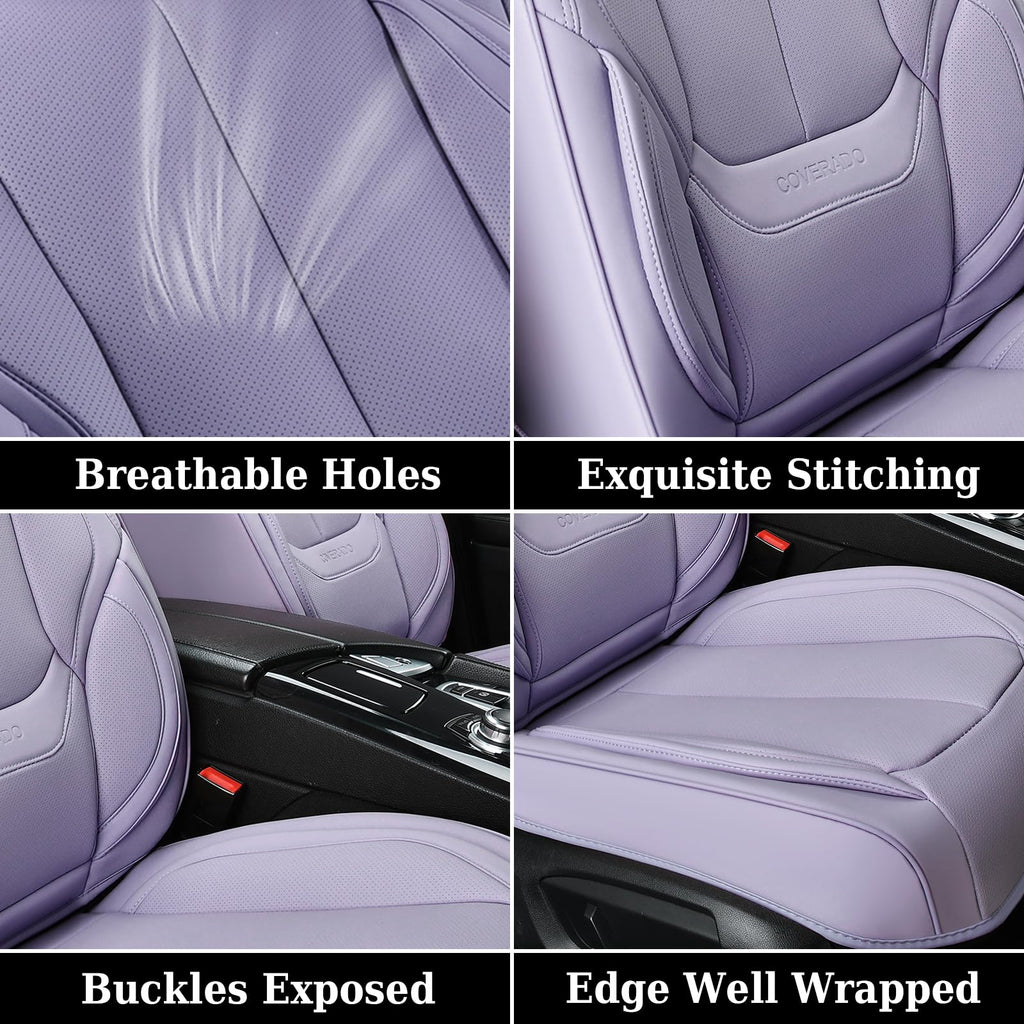 Coverado Car Seat Covers, Seat Covers for Cars, Waterproof Leather Auto Seat Protectors, Leather Car Seat Cushion, Car Interiors Accessories Universal Fit for Most Cars