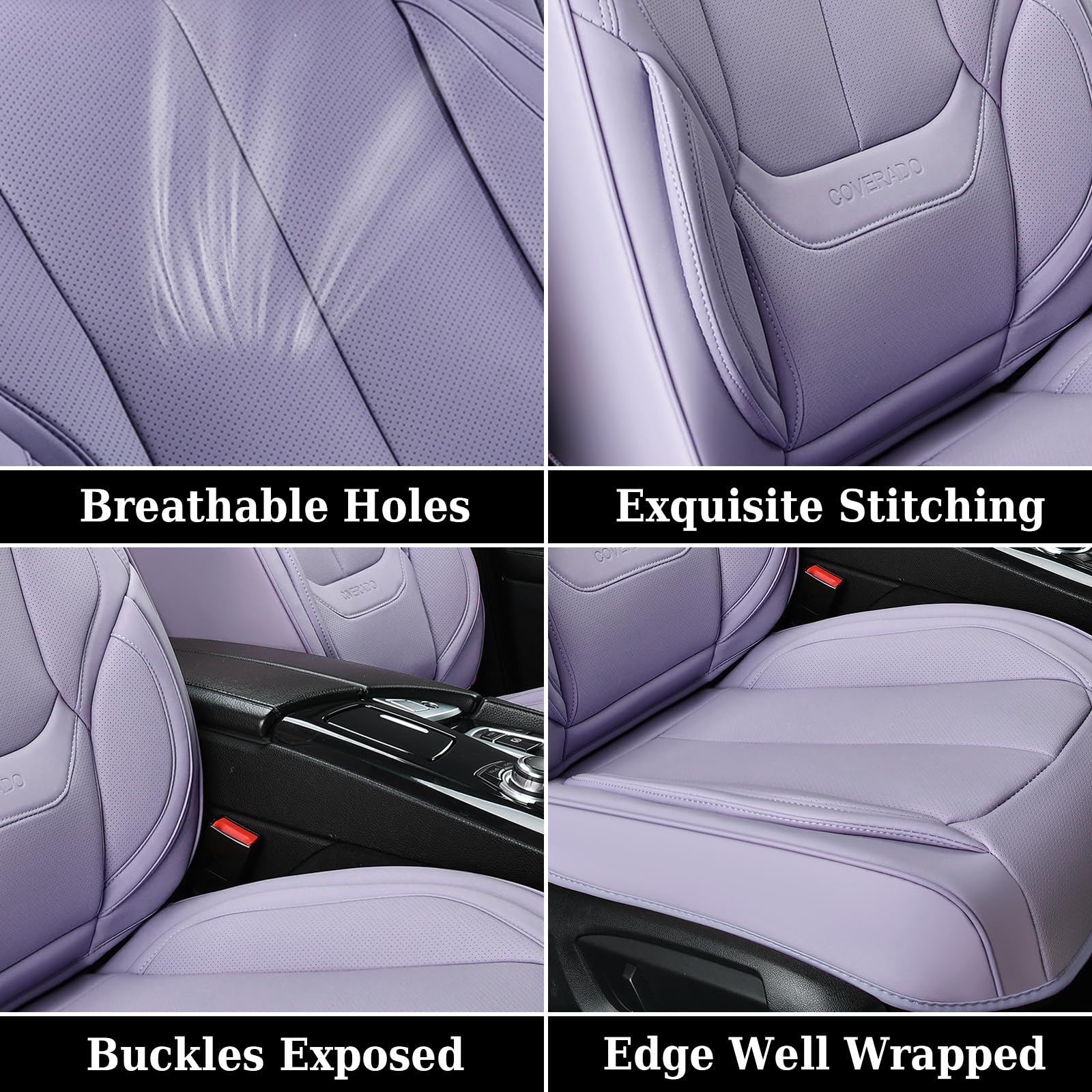 Coverado Car Seat Covers, Seat Covers for Cars, Waterproof Leather Auto Seat Protectors, Leather Car Seat Cushion, Car Interiors Accessories Universal Fit for Most Cars