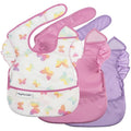 Tiny Twinkle Mess Proof Baby Bibs for Eating – Waterproof, Wipeable Toddler Bibs with Pocket – Baby Food Bibs for Girls & Boys(3 Pack,Butterfly)