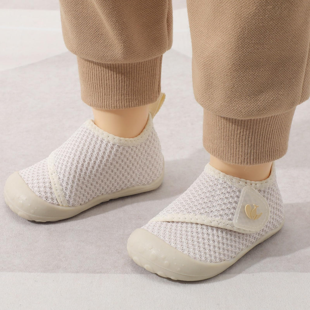 FEETCITY Infant Sneakers Baby Girls Walker Shoes Wide Baby Barefoot Shoes Slip On Infant Crib Shoe Lightweight Beige