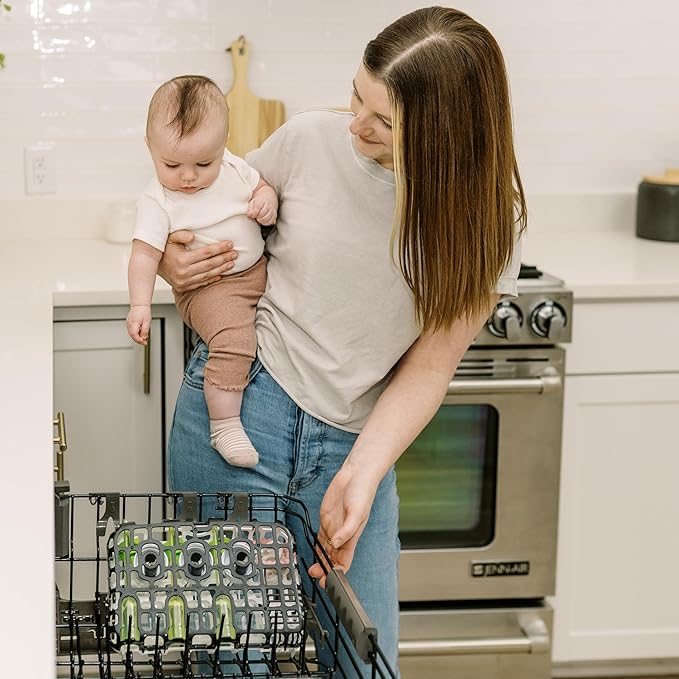 Dr. Brown's Dishwasher Basket for Small Baby Bottle Parts, Pacifiers, and Accessories, Clean, Store and Organize Newborn Essentials, BPA Free, Black