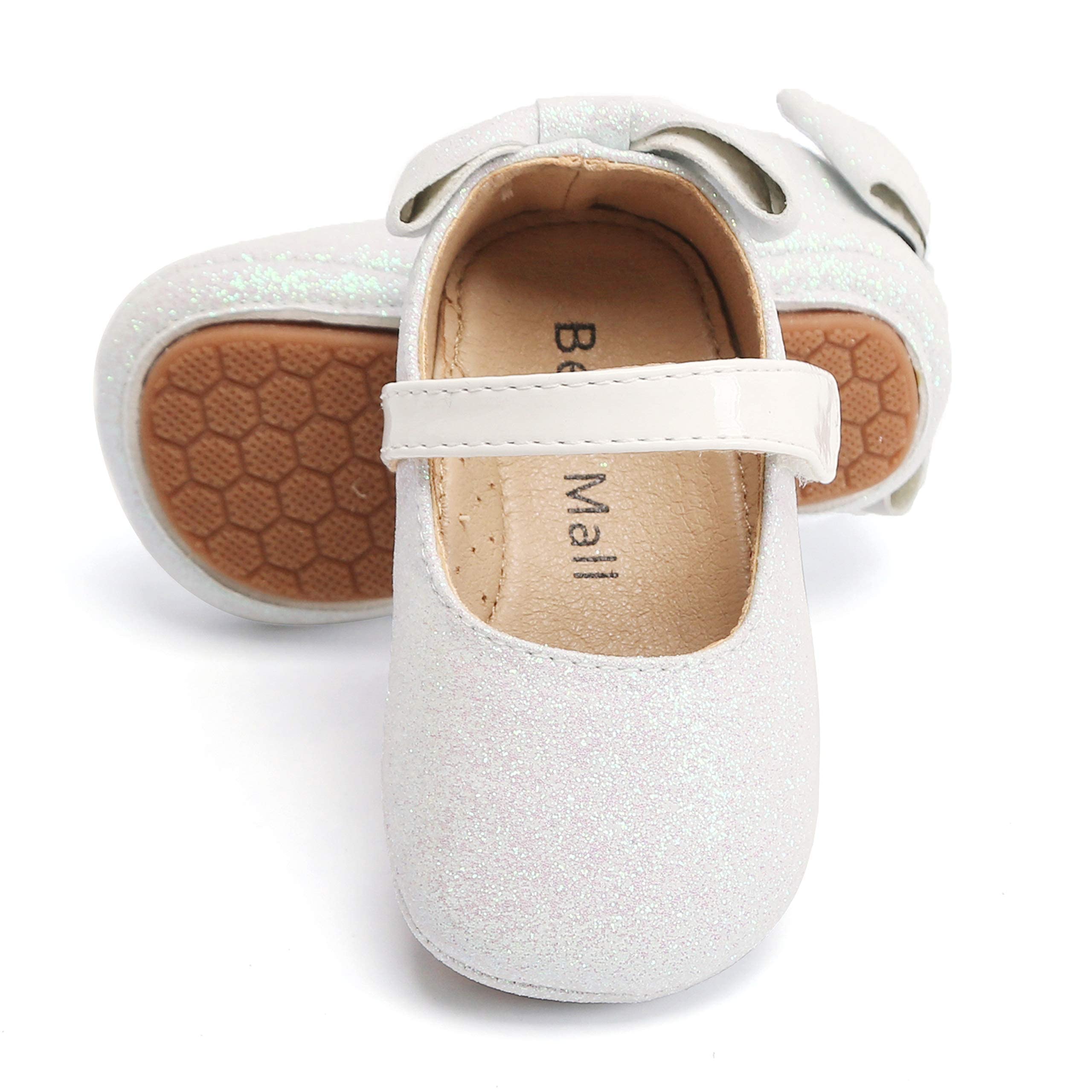 Felix & Flora White Baby Shoes Girl 6-12 Months - Infant Baby Walking Shoes Moccasinss Rubber Sole Crib Shoes(White,6-9 Months)