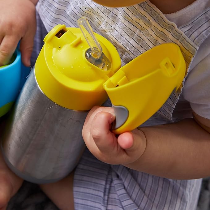 b.box 16.9 oz Insulated Water Bottle - Keeps Drinks Cold 15 Hours, Warm 8 Hours, Triple Wall Stainless Steel Kids Water Bottle w/Free Flow Silicone Straw, Leakproof & Dishwasher Safe