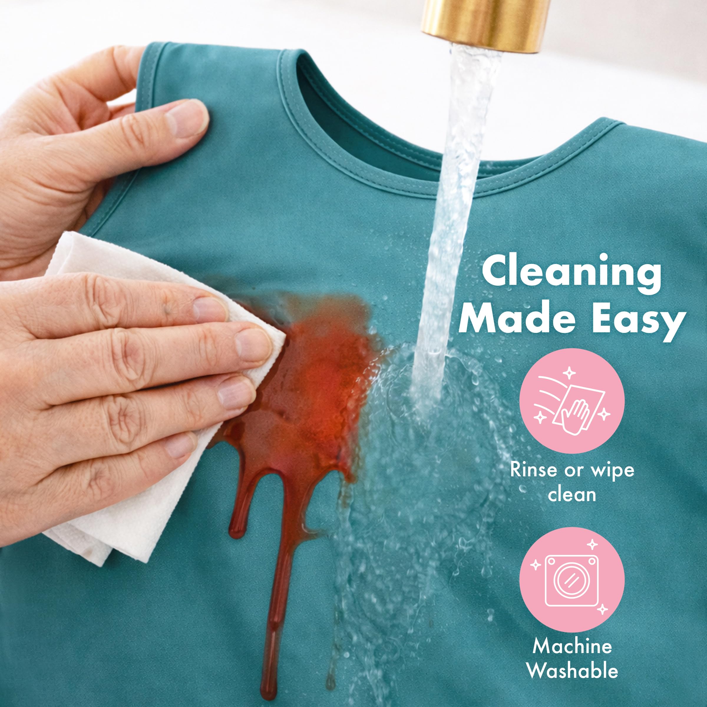 BapronBaby Pink Flutter Checkerboard Bapron - No Neck Tie Safer Bib for Baby & Toddler - Soft Waterproof Stain Resistant - Machine Washable - Sz Preschool 3-5yrs