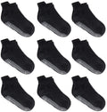 Zaples Baby Non Slip Grip Ankle Socks with Non Skid Soles for Infants Toddlers Kids Boys Girls, Black, 0-6 Months