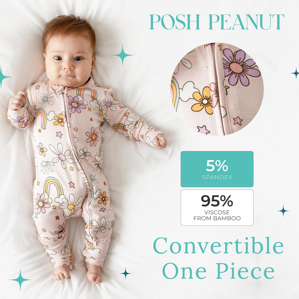 Posh Peanut Girls Convertible Baby Sleepers, Toddlers Footless Pajamas