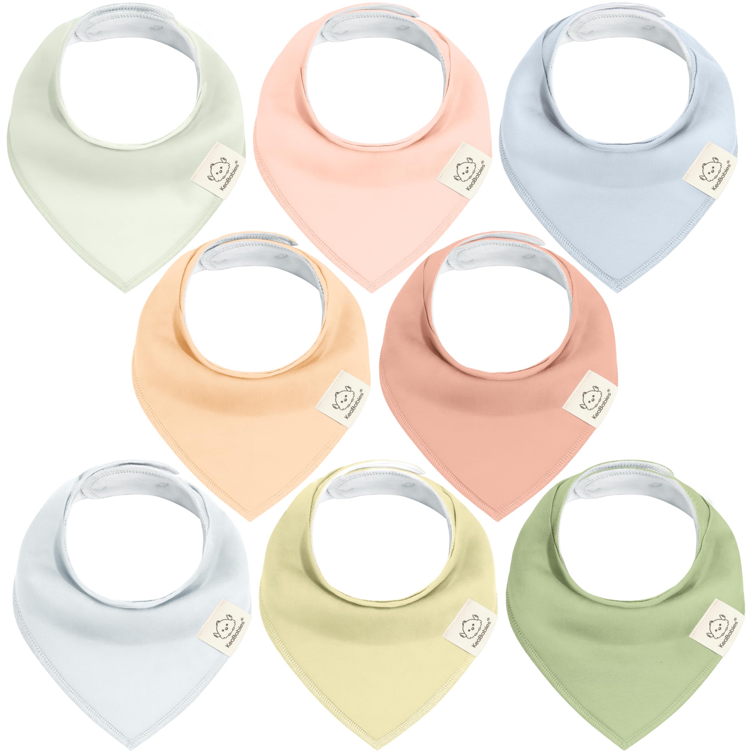 KeaBabies 8pk Organic Baby Bandana Bibs for Drooling and Teething (Dew)