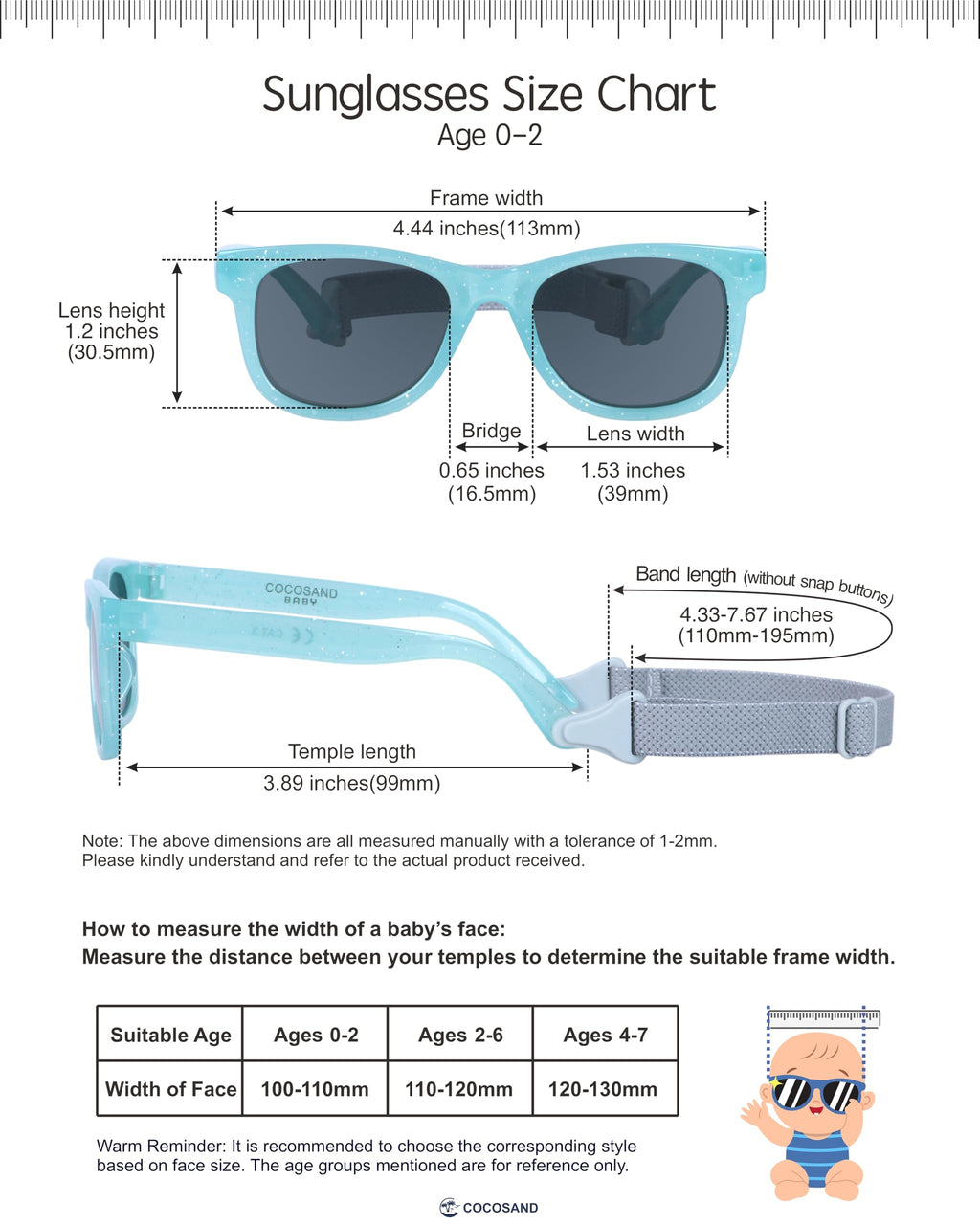 COCOSAND Flexible Polarized Baby Sunglasses with Strap