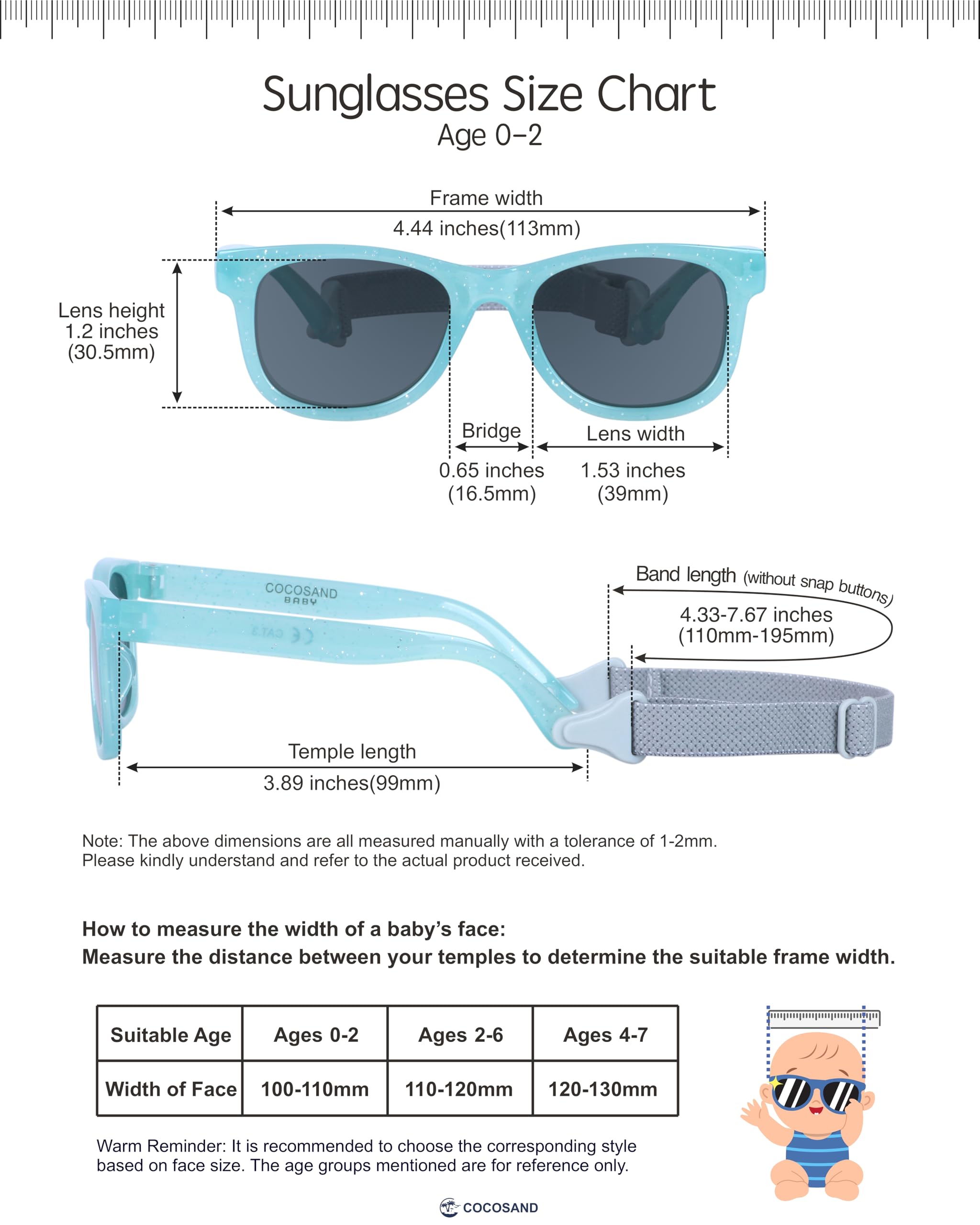 COCOSAND Flexible Polarized Baby Sunglasses with Strap