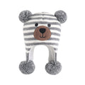 LANGZHEN Toddler Kids Infant Winter Hat,Earflap Knit Warm Cap Fleece Lined Beanie for Baby Boys Girls (Bear -Grey White Stripe, 2-4 T)