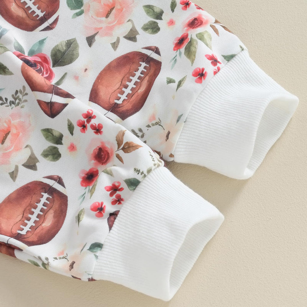 CIYCUIT 3Pcs Baby Girl Football Outfits Letter Print Sweatshirt + Pants + Headband 0 6 12 18 24 Months Clothes 6-12 Months
