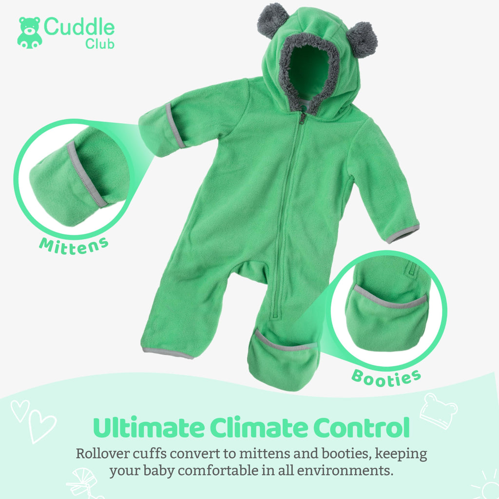 Cuddle Club Fleece Baby Bunting Bodysuit – Infant One Piece Kids Hooded Romper Outerwear Toddler Jacket