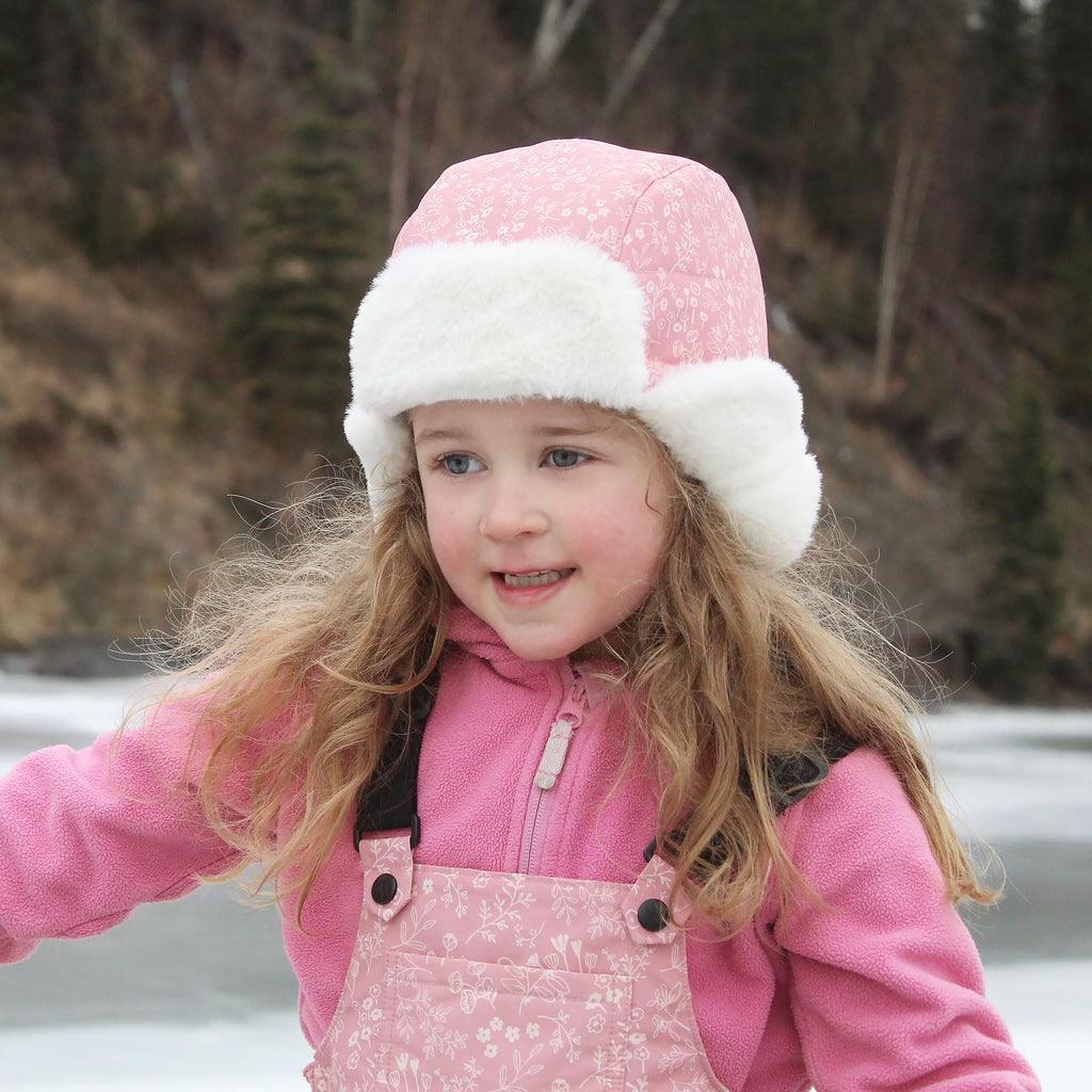 JAN & JUL Toasty-Dry Trapper Hat for Baby and Kids (Prairie Flowers, XL)