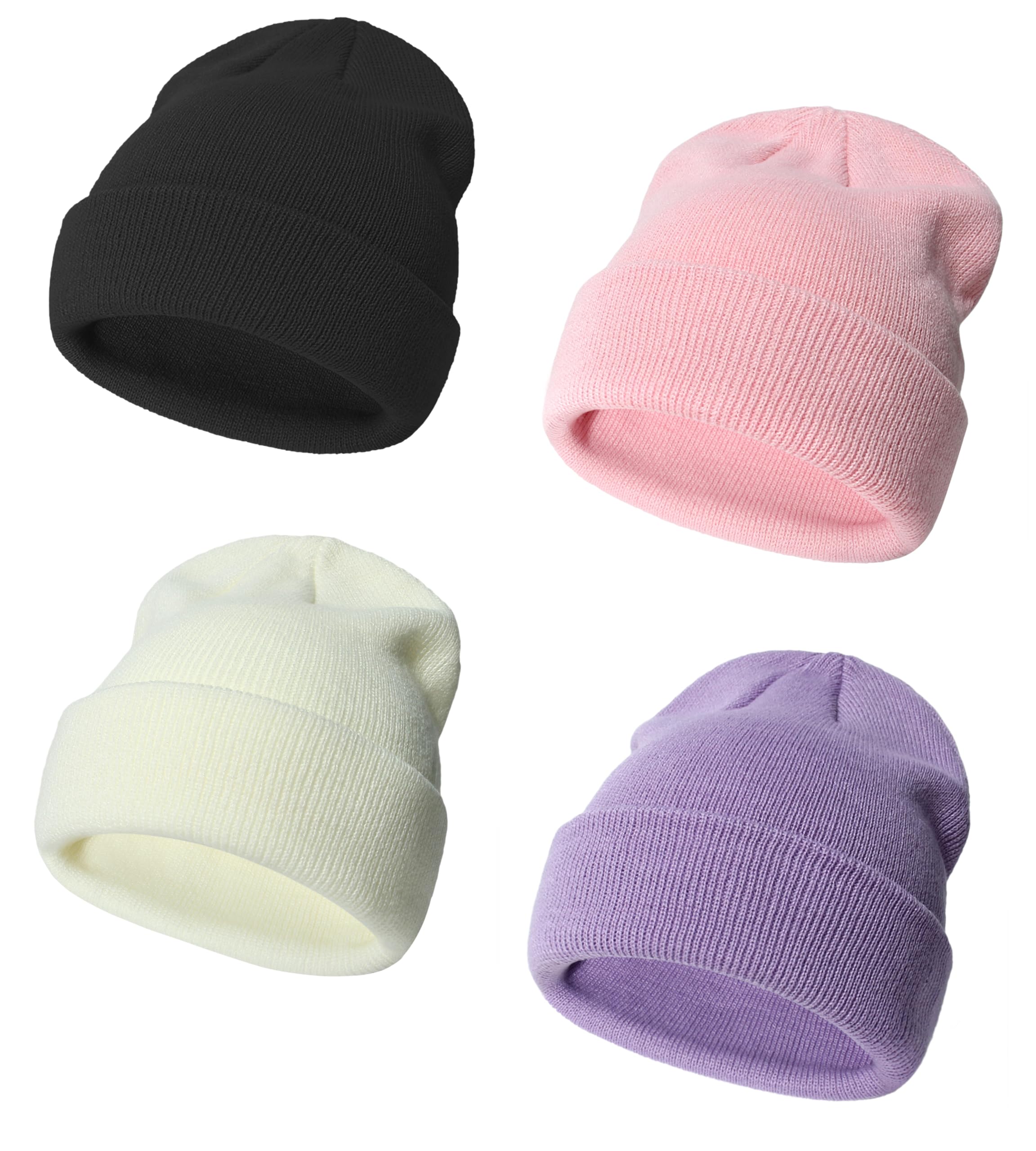 ENBAOHUI Baby Beanie Hat Newborn Winter Warm Knit Hat Kids Soft Beanie Cap Boys Girls Winter Warm Knit Hat Black/White/Pink/Purple S