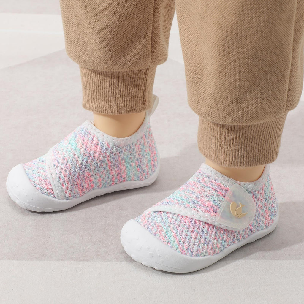 FEETCITY Baby First Walking Shoes Girls Boys Wide Infant Shoes Baby Slip On Sneakers Lightweight Barefoot Crib Shoe