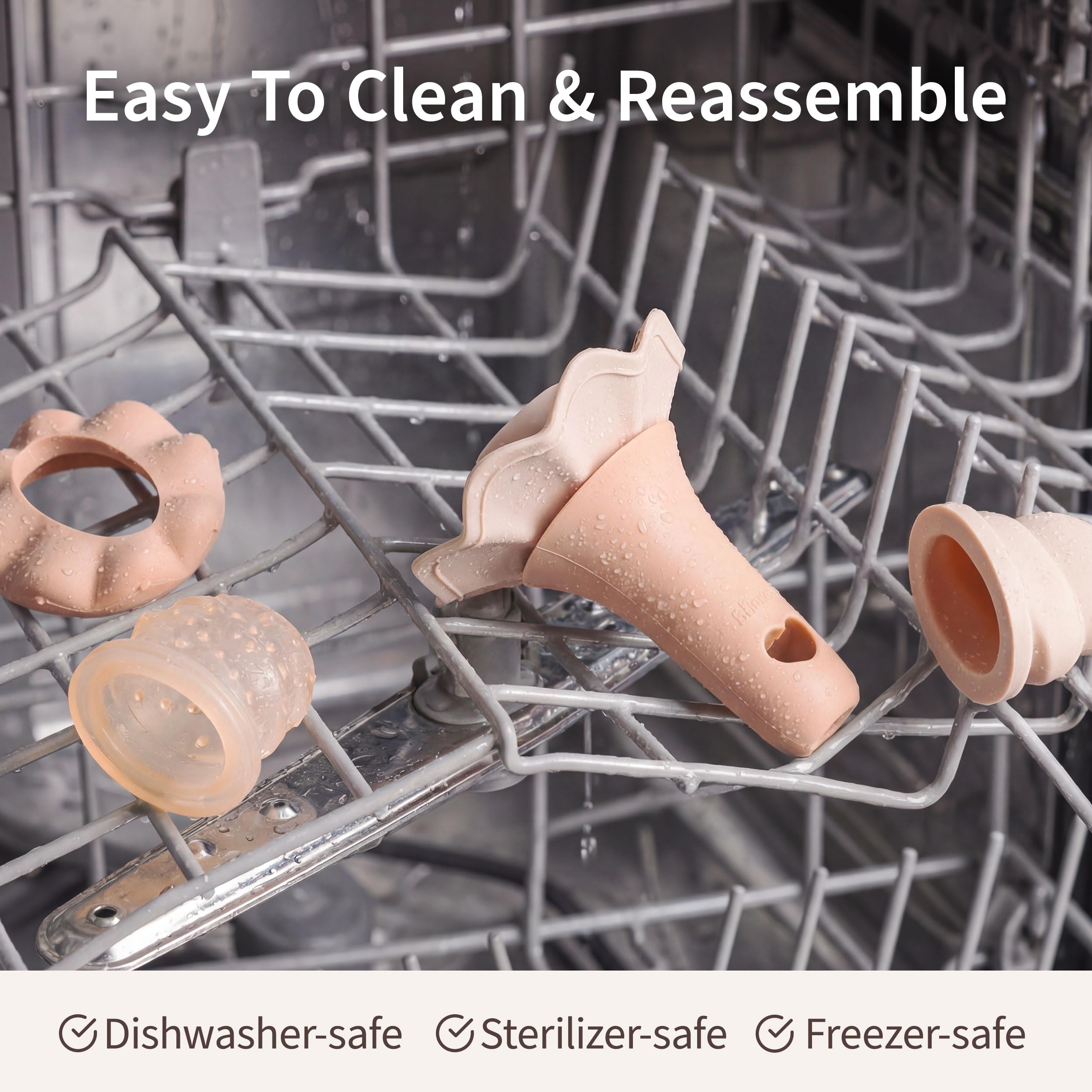 Moonkie Baby Fruit Feeder for Self-Feeding: Controlled Flow Design for Safe First Foods - BPA Free Silicone Food Feeder with Freezer Tray for Cooling Comfort - Baby Shower Gifts 4M+ - 2 Pack