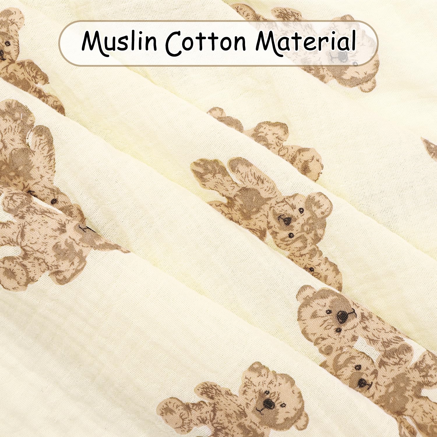 Muslin Nursing Cover for Baby Breastfeeding, Breathable 100% Cotton Privacy Nursing Covers, Multi Use Car Seat Stroller Cover (Bear-2)