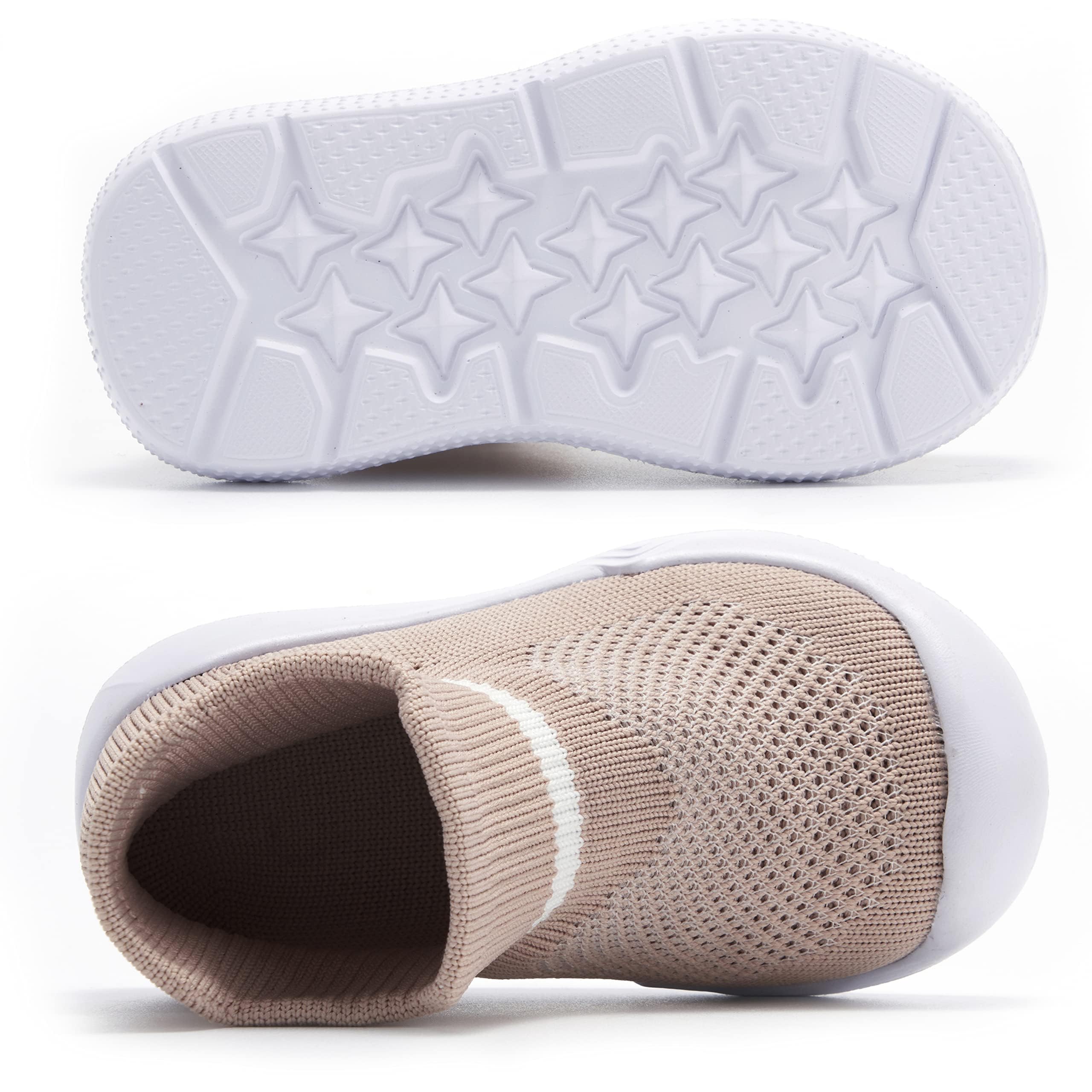MORENDL Toddler Sock Shoes Baby Walking Shoes Infant Slippers Boys & Girls Non-Slip Sneakers Beige