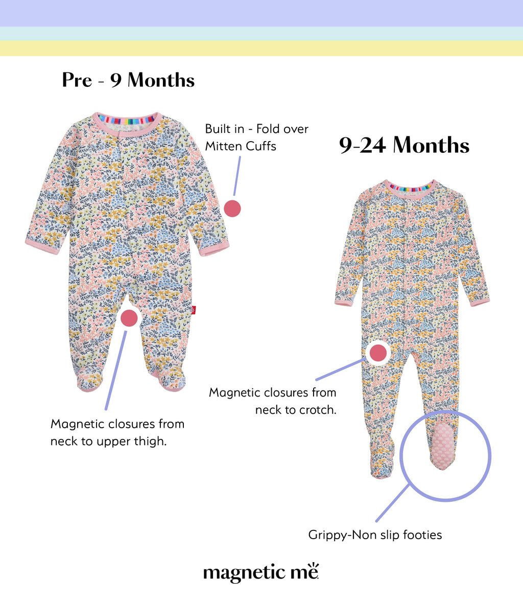Magnetic Me Girls Modal Magnetic Baby Footie Pajamas | Silky Soft Modal Fabric | Chelsea Ruffle | 12-18 Months