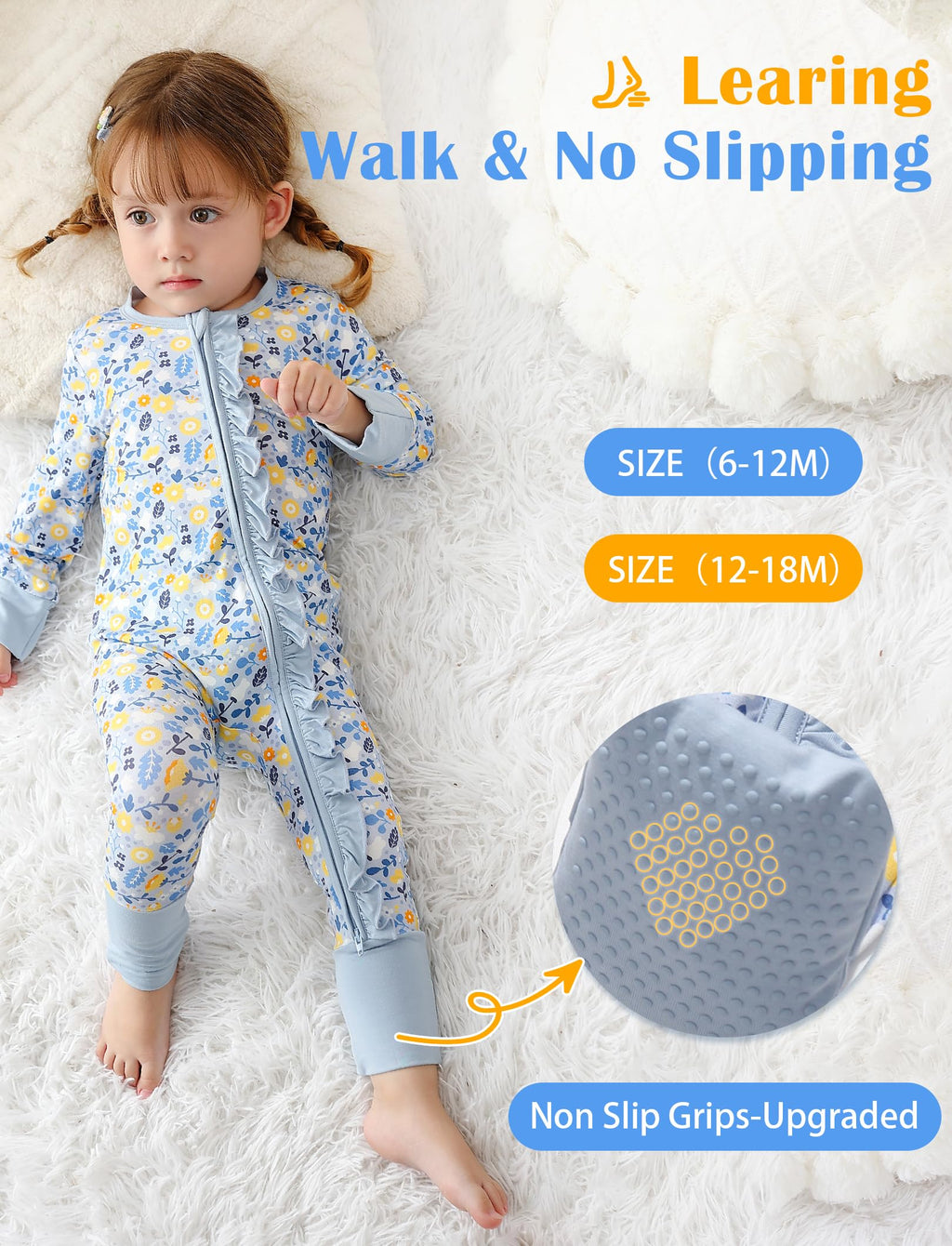 JunNeng Baby Girl Viscose from Bamboo Sleeper Pajamas with Mitten Cuffs 0-3M