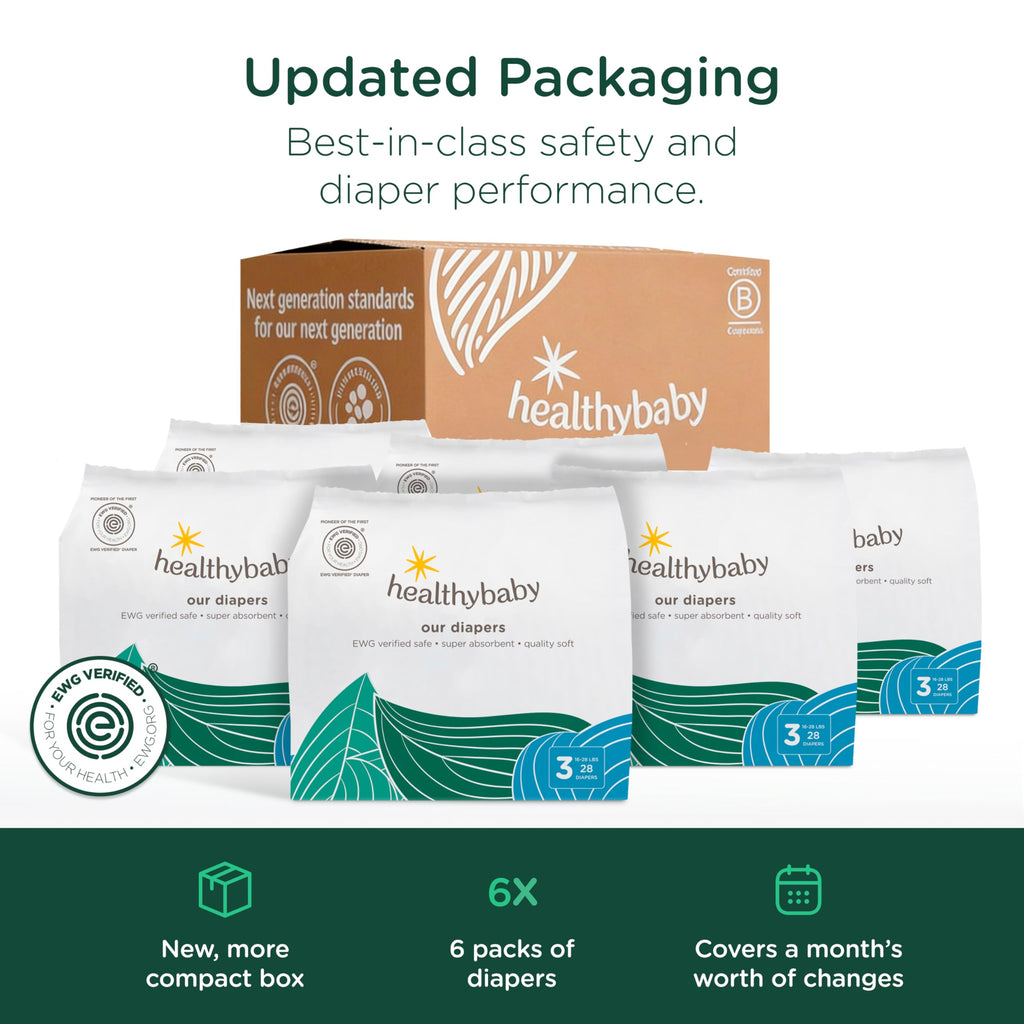 HealthyBaby Non-Toxic Diapers for Sensitive Skin - Size 3, 168 Count