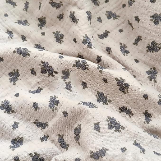BuLuTu Blue Orchid Flower with Dots Design Kids Pillow Case Standard Size, 20"x26", 1 pc, Soft Breathable Cotton Muslin Pillowcase Durable Pillow Cover for Children Bed, All Seasons