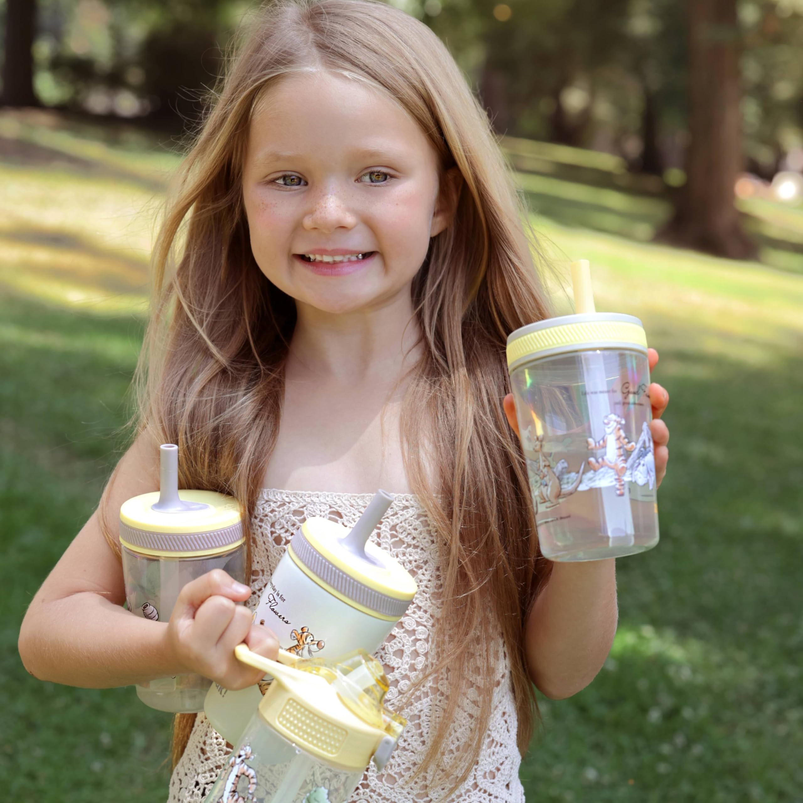Zak Designs Disney Winnie the Pooh Kelso Toddler Cups For Travel or At Home, 15oz 2-Pack Durable Plastic Sippy Cups With Leak-Proof Design is Perfect For Kids (Winnie the Pooh & Friends)
