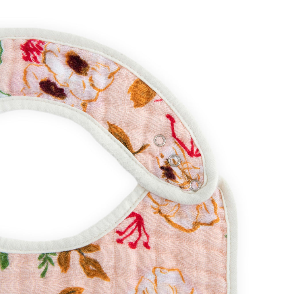 Little Unicorn Muslin Baby Bibs | Adjustable as Baby Grows | Soft Absorbent Muslin Fabric | For Eating, Drooling, Teething (Vintage Floral Set)