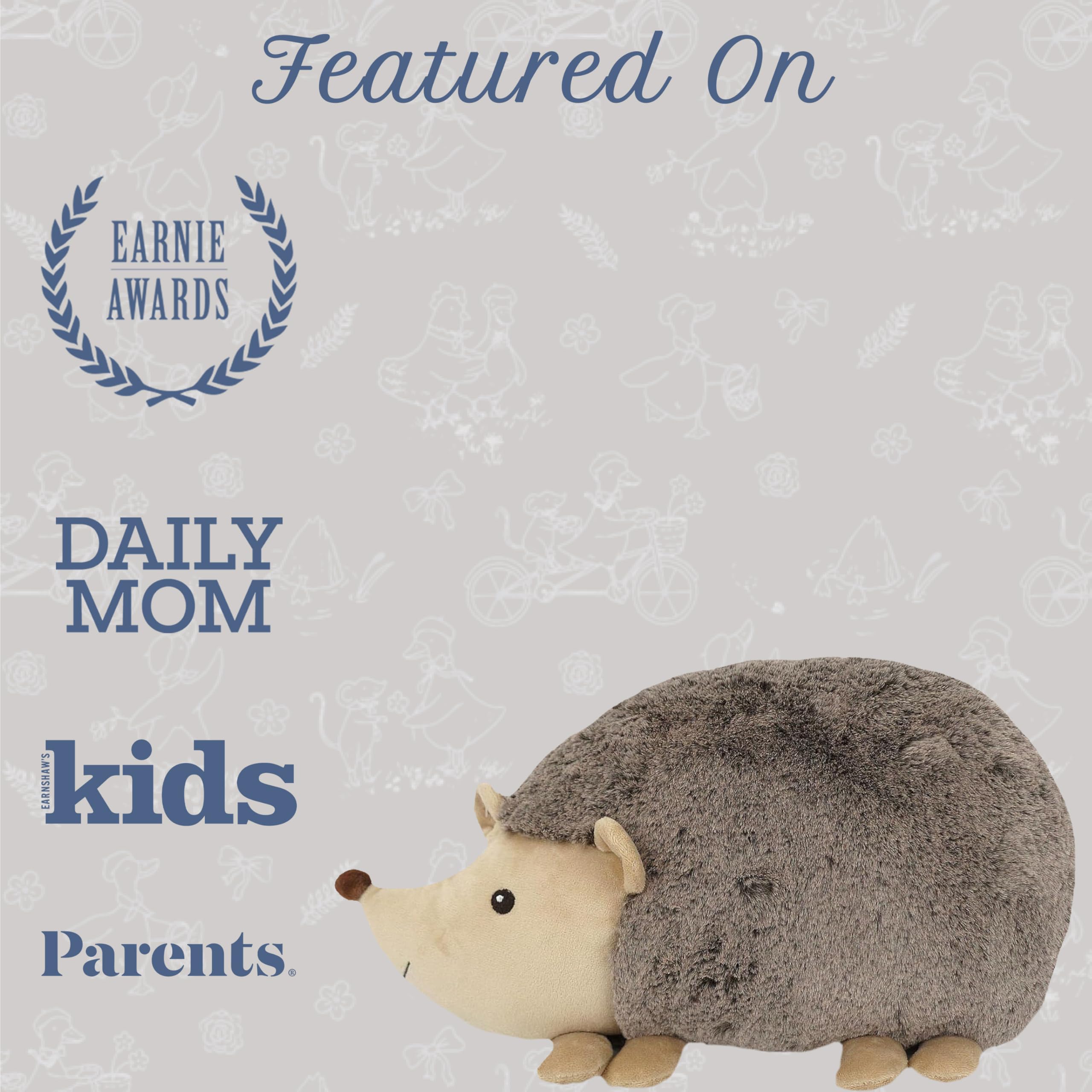 MON AMI Hedgehog Shaped Decor Pillow - 16x8.5”, Stuffed Animal Toy Plushie, Plush Decorative Cushion for Child’s Nursery, Bed or Couch,Cute Room Décor