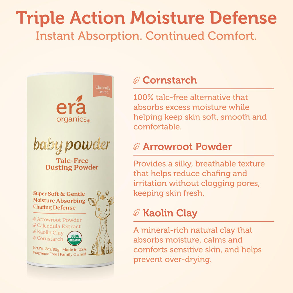 Talc-Free Organic Baby Powder - Non-Toxic Dusting Powder for Baby & Body