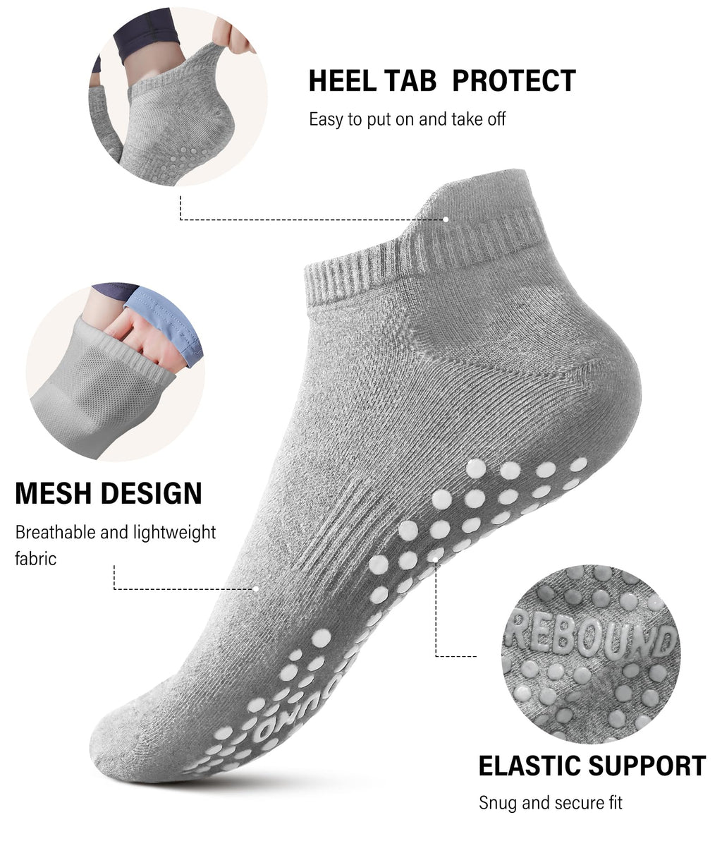 DIBAOLONG Pilates Socks with Grips for Women Yoga & Barre - Non Slip 3-Pairs Grippy Ankle Socks