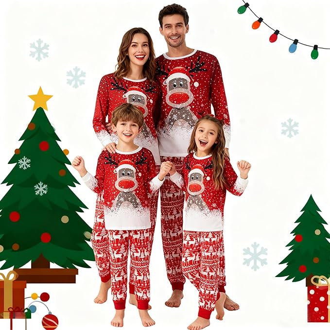 Awoscut Family Christmas Pajamas Matching Pajamas for Family, Xmas PJs Sets Holiday Sleepwear
