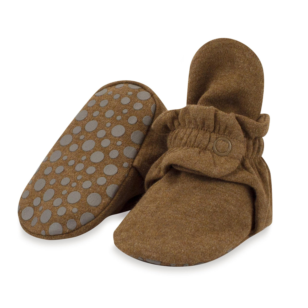 Zutano Organic Cotton Baby Booties With Gripper Soles, Soft Sole Stay-on Baby Shoes, Mushrooms, 18M