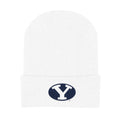 College Baby Infant Knit Cap BYU Cougars Logo - White - Newborn