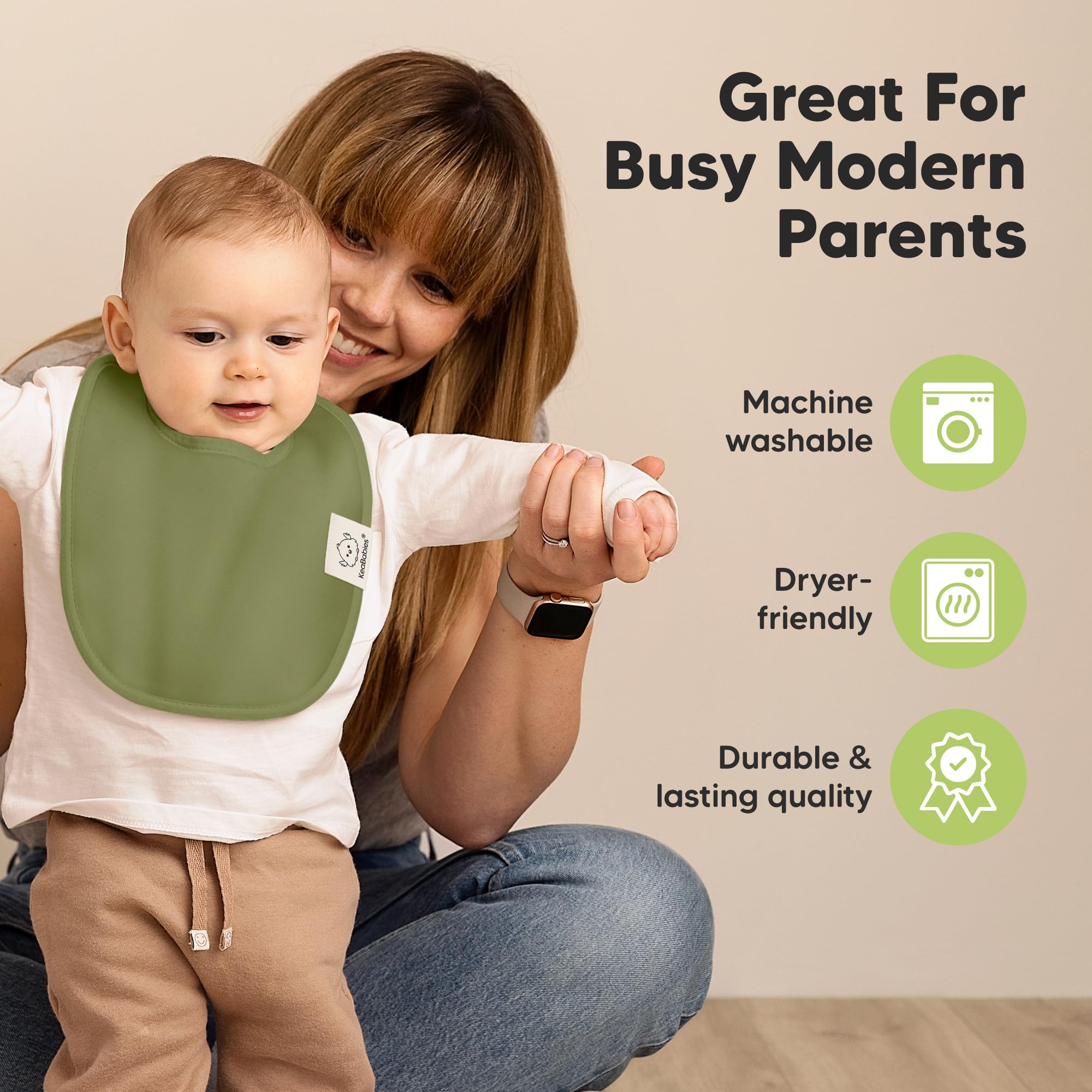 KeaBabies 8-Pack Organic Baby Bibs for Drooling and Teething (Sahara)