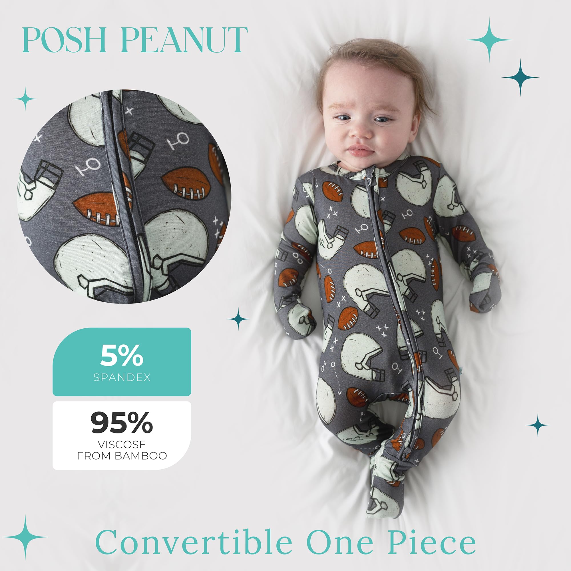 Posh Peanut Convertible Baby Sleepers, Boy Toddlers Footless Pajamas