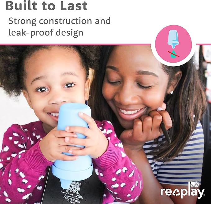 Re-Play Sippy Cups for Toddlers - 10 Oz. Reusable Spill Proof Cups for Kids, Dishwasher/Microwave Safe - Made in USA - Set of 4-3.13" x 6.25" - Meadow
