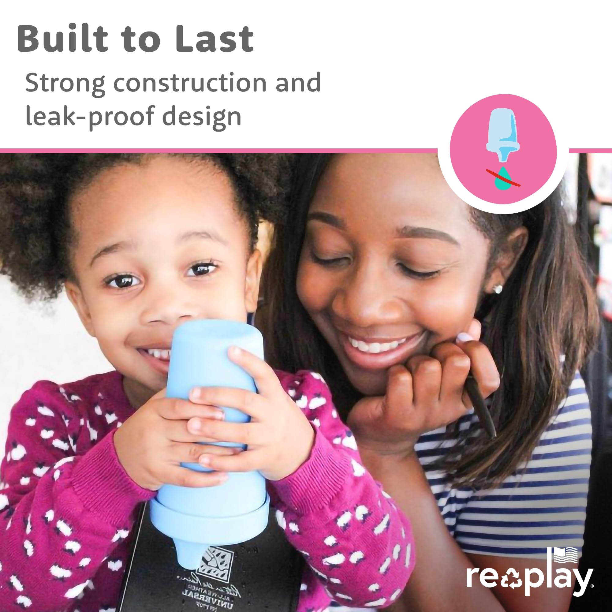 Re-Play Spill-Proof Sippy Cups for Toddlers - Kids Reusable 10 Oz Set of 4, Dishwasher & Microwave Safe, Made in USA, Preschool