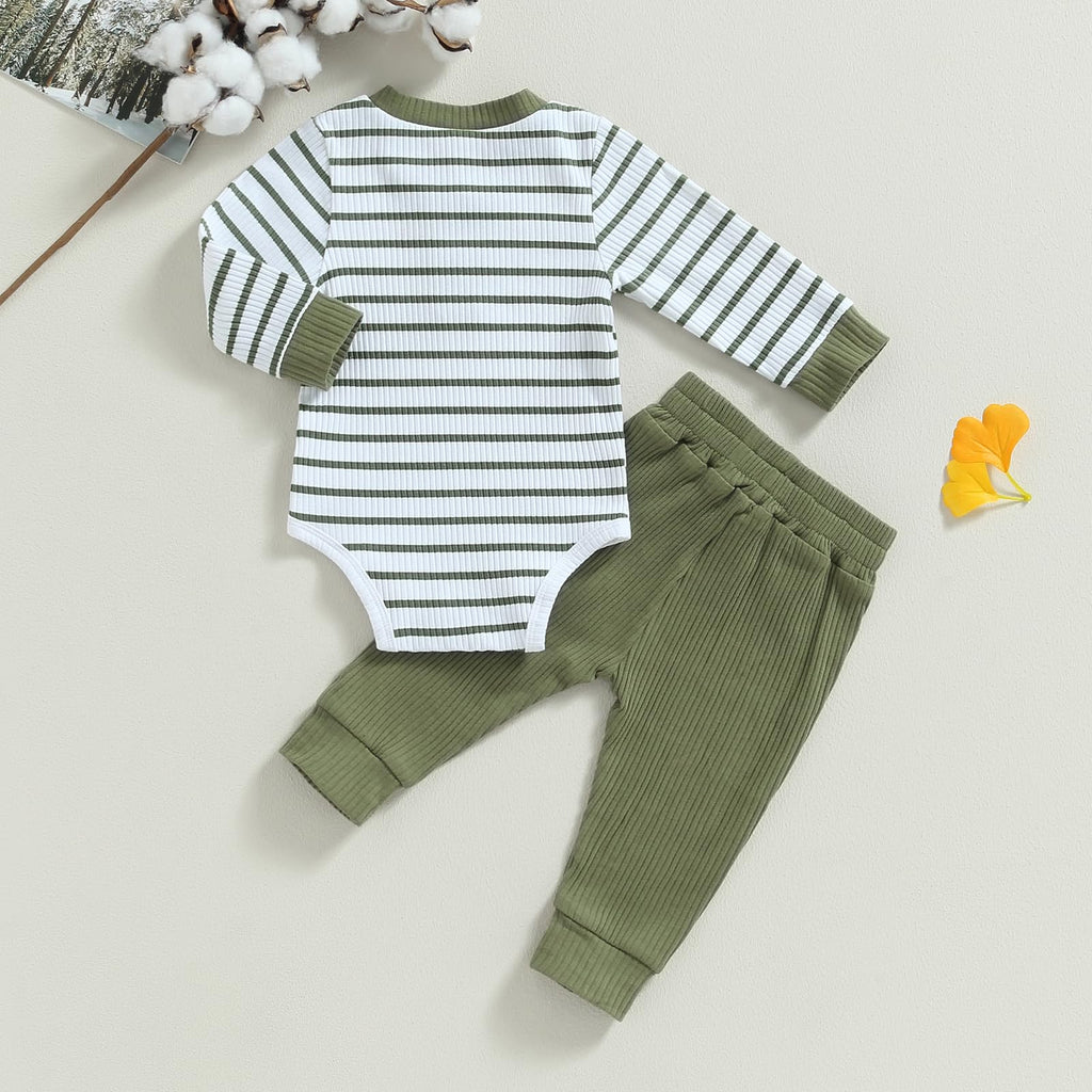 MA&BABY Newborn Baby Boy Clothes Ribbed Knit Long Sleeve Romper Pants Set