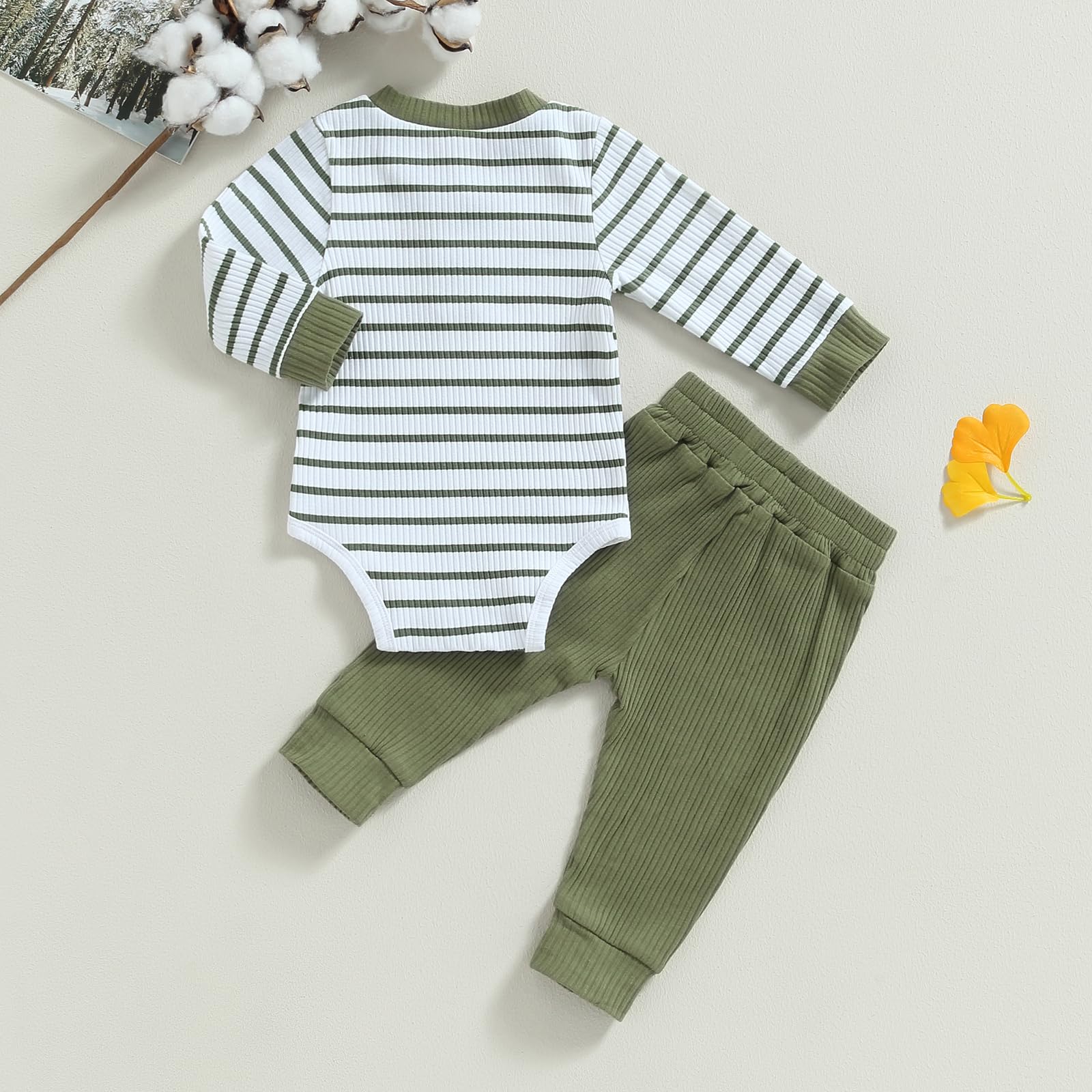 MA&BABY Newborn Baby Boy Clothes Ribbed Knit Long Sleeve Romper Pants Set