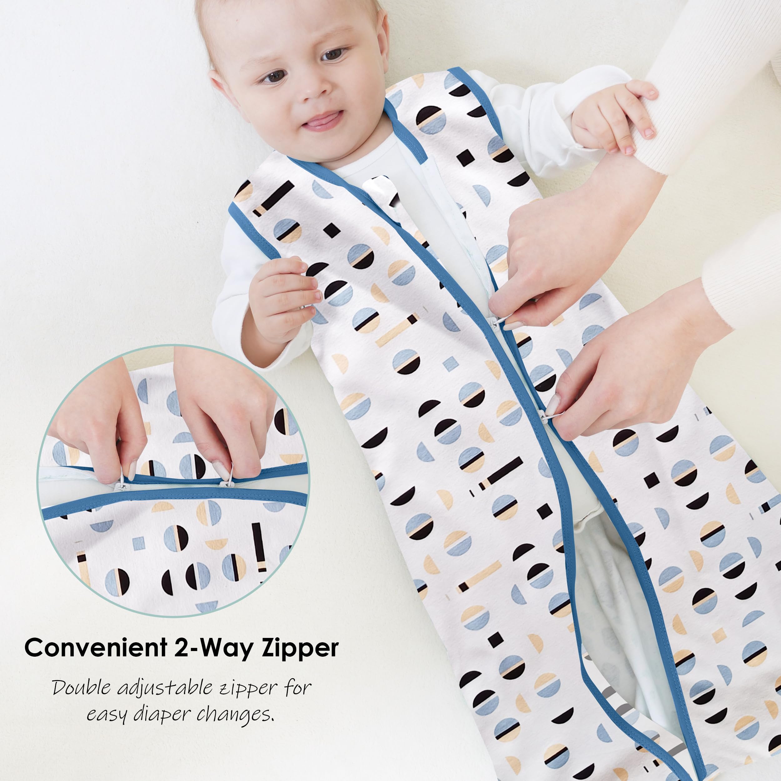 Cute Castle Baby Sleep Sack 18-24 Months - Lightweight 100% Cotton 2-Way Zipper TOG 0.5 Infant Wearable Blanket, Newborn Essentials Toddler Sleep Clothes (3 Pack Blue)
