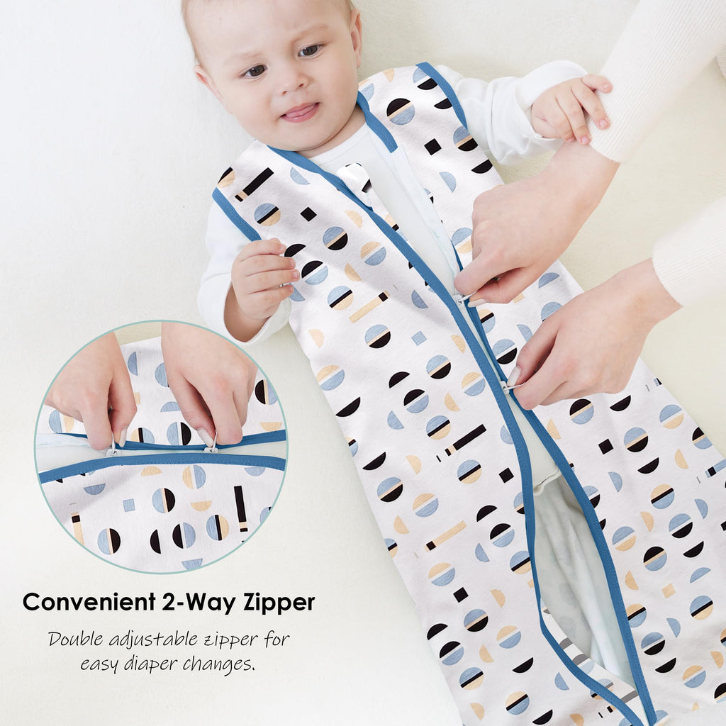 Cute Castle Baby Sleep Sack 18-24 Months - Lightweight 100% Cotton 2-Way Zipper TOG 0.5 Infant Wearable Blanket, Newborn Essentials Toddler Sleep Clothes (3 Pack Blue)