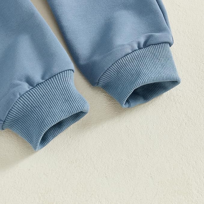 Nyapruwe Toddler Baby Boy Fall Outfit Funny Print Long Sleeve Sweatshirt Joggers Pants Set Kids Warm Winter Clothes
