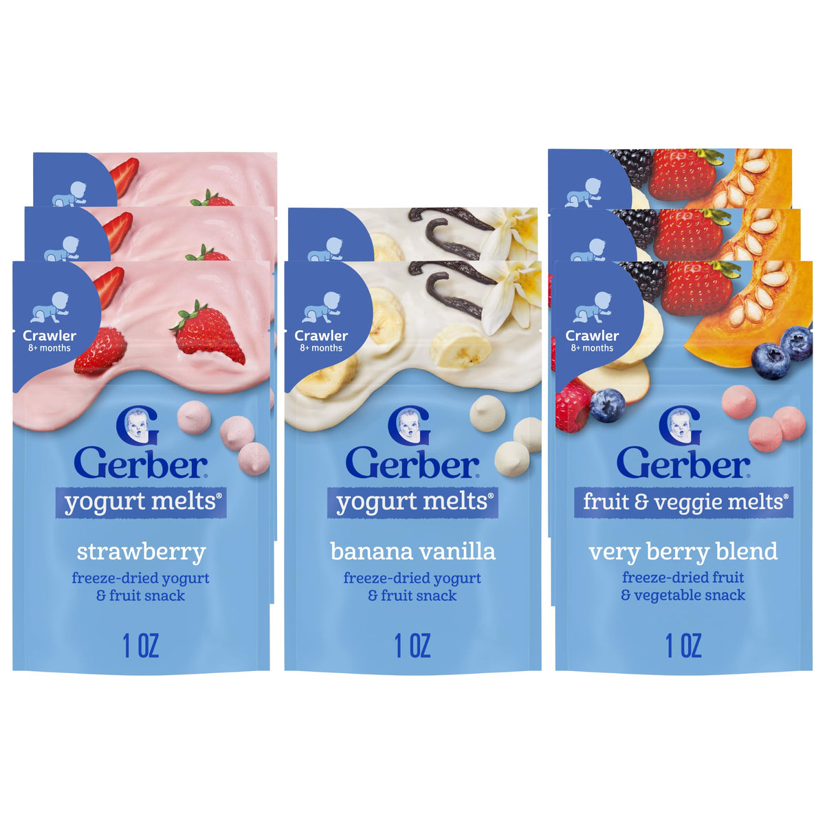 Gerber Stage 3 Banana Apple Blueberry Whipped Melts, 1 Oz, 7 Pack