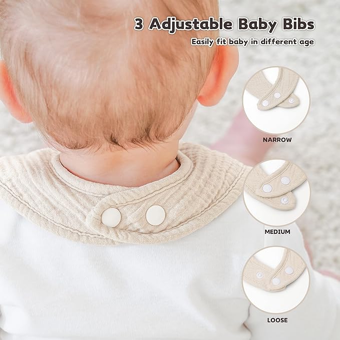 Susurration Muslin Baby Drool Bibs 6Pack Soft Square Adjustable Baby Bandana Bibs for Unisex Girls & Boys