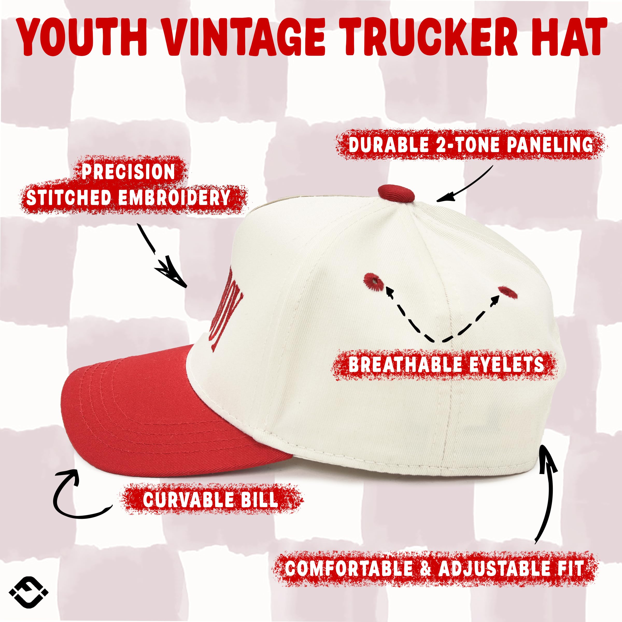 Kids 2 Tone Trucker Snapback Hat - Loverboy - Red/Beige