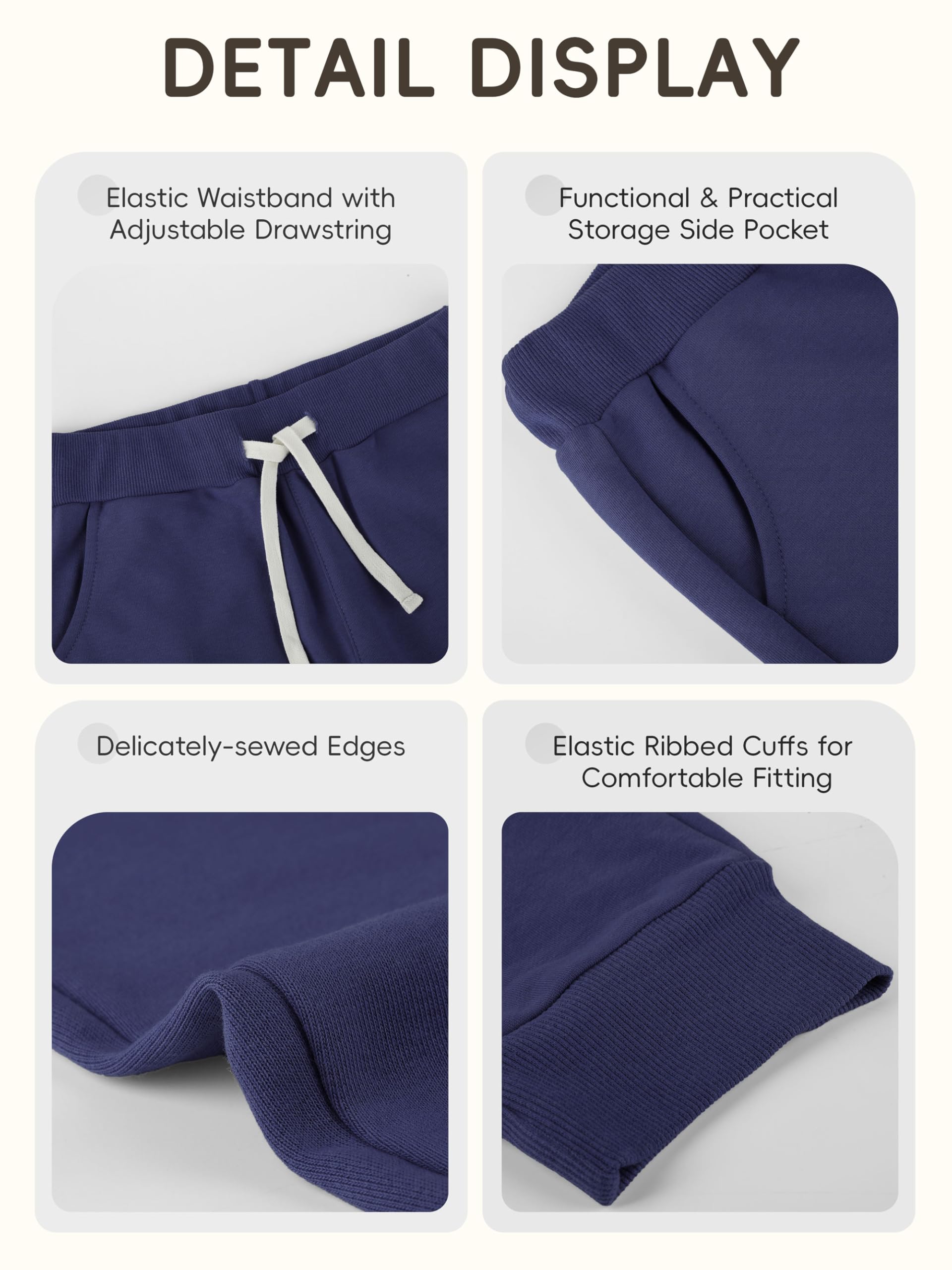Aocku 4 Pack Toddler Boys Sweatpants Cotton Toddler Pants Pocket Drawstring