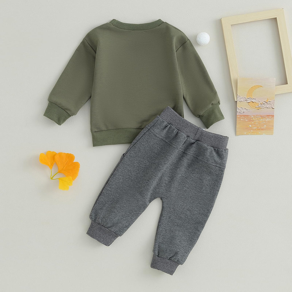 MA&BABY Toddler Baby Boy Clothes Solid Color Sweatshirt Jogger Pants Set