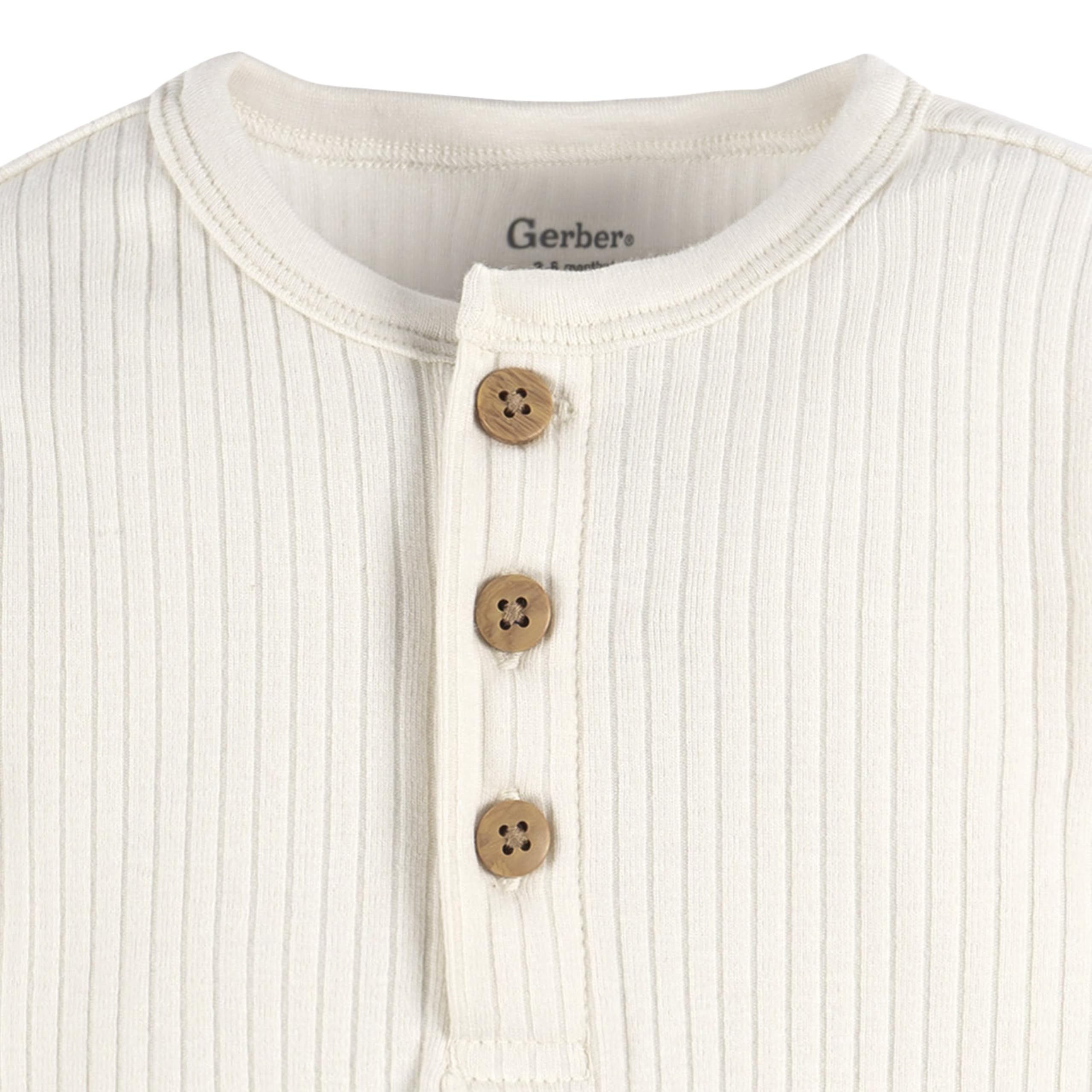 Gerber Baby Boys' 2-Pack Bodysuits, Ivory & Grey Heather, 12 Months